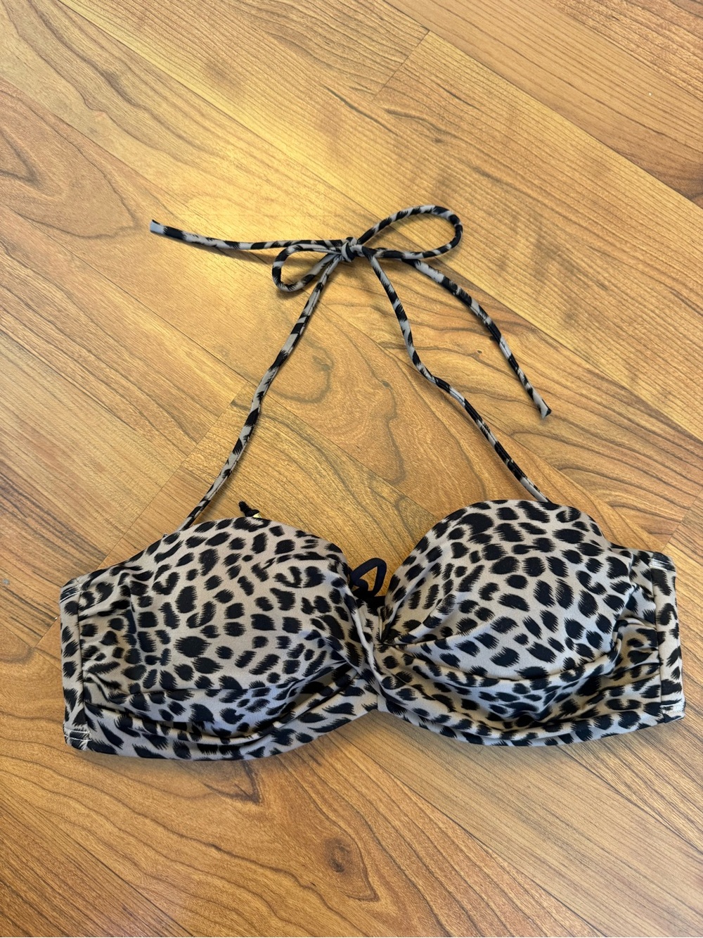 VS Leopard Print Halter Bikini Top - Animal Print Bra Swim Top 36B